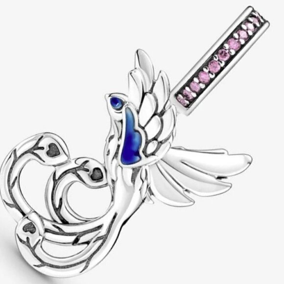 Sterling Silver Chinese Mythical Phoenix Dangle Charm - Picture 4 of 6